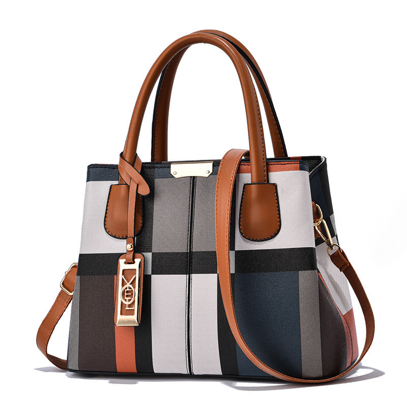 Luxury Designer Stitched Plaid Shoulder Bag for Women